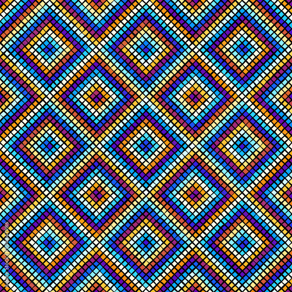 Poster vector seamless mosaic art pattern. art background.