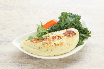 Roasted traditional cheese haloumi