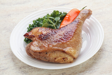 Roasted duck leg with orange sauce
