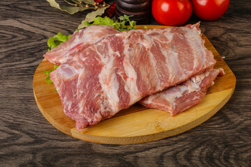 Raw pork ribs for cooking