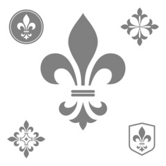 Gray heraldic sign, logo, design element, decoration. Graphic vector pattern.