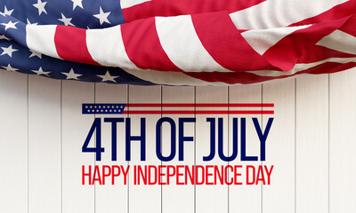 4th of July is a federal holiday in the United States commemorating the Declaration of Independence of the USA. 3D Rendering - obrazy, fototapety, plakaty