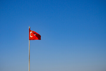 The waving flag of Turkey.