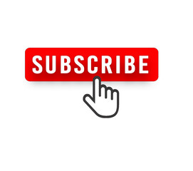 isolated red subscribe button hand