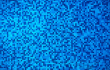 blue tile wall with square small mosaic tiles texture background. Modern Blue Sky Ceramic Tile...