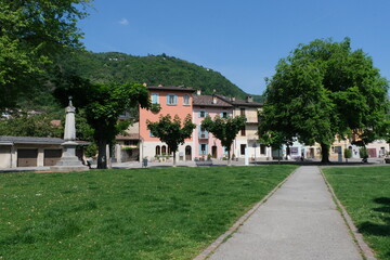 Obraz premium Il centro storico di Melide in Canton Ticino, Svizzera.
