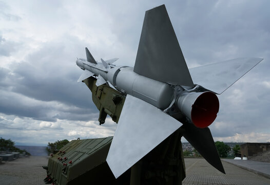 The missiles are aimed at the sky. Nuclear bomb, chemical weapons, missile defense, a system of salvo fire. Russian missiles. Ukrainian air defense