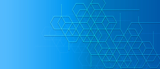 abstract dark blue background, line triangle hexagon structure pattern