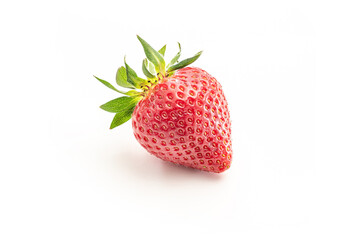 Strawberry isolated on a white background. Fresh ripe single strawbery on white