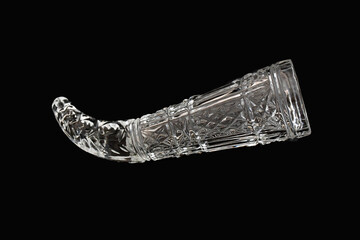 crystal wine glass, stylized as a ram's horn on a black background. Such a glass of wine was brought to the guest of honor and he could only drink "to the bottom". soviet fashion for crystal tableware
