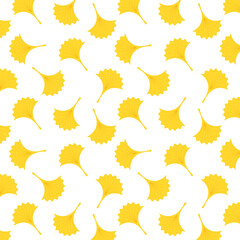 Ginkgo symbol. Cartoon flat yellow ginkgo biloba leaf isolated on white. Leaflet organic icon. Cosmetics and medical plant icon. 