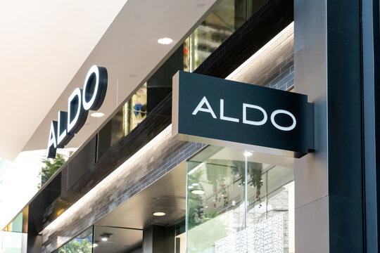  
Houston, Texas, USA - March 6, 2022: ALDO store sign at a shopping mall in Houston, Texas, USA. ALDO is a Canadian retailer that owns and operates a chain of shoe and accessories stores.
