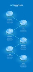 Vertical infographic design with icons and 6 options or steps. Thin line. Infographics business concept. Can be used for info graphics, flow charts, presentations, mobile web sites, printed materials.