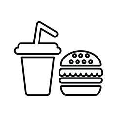Junk, food outline icon. Line art sketch.