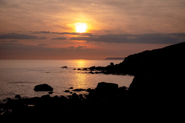 Sunset lookoing towards Freshwater from St Catherine's Lighthouse, Niton, Isle of Wight