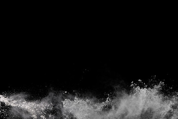 White powder explosion on black background. Colored cloud. Colorful dust explode. Paint Holi.