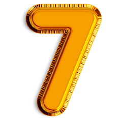 Obraz premium GOLDEN 3D BALLOON NUMBER 7. Number 7 golden 3D balloon made of 3D metallic air balloon. 3D Balloon Collection. Illustration.