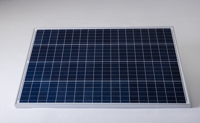 High angle view of solar panel isolated against white background, copy space