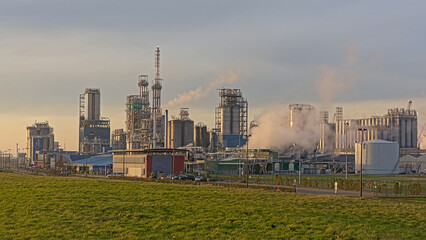 Petrochemy industry on the embankment of river Scheldt in Antwerpen
