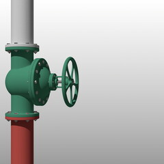 Pipeline painted with colors of flag of Bulgaria. 3D rendering