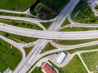 Aerial drone view of Egnatia odos in Ioannina city