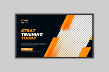 Fitness Gym Web Banner or Social Media Cover or Youtube Thumbnail Template Design
