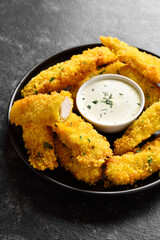 Crispy fried breaded chicken breast strips