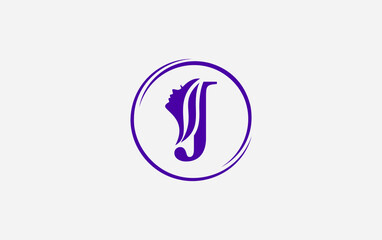Fototapeta premium Purple beauty spa and hair logo and symbol design vector with the letter and alphabet J