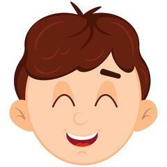 head of a smiling boy with brown hair vector illustration