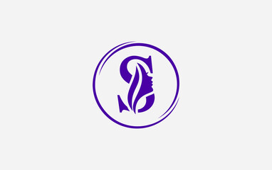 Purple beauty spa and hair logo and symbol design vector with the letter and alphabet S