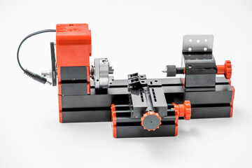 Naklejka premium Small diy turning lathe machine for education and hobby