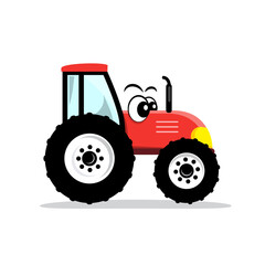 Tractor with eyes isolated on white background - vector