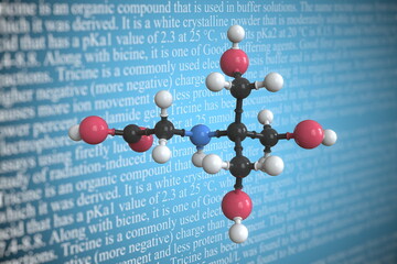 Tricine scientific molecular model, 3D rendering