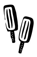 Ice lolly popsicle drawing hand painted with ink brush