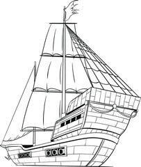 colouring page of pirate ship 3