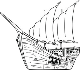 colouring page of pirate ship 4 