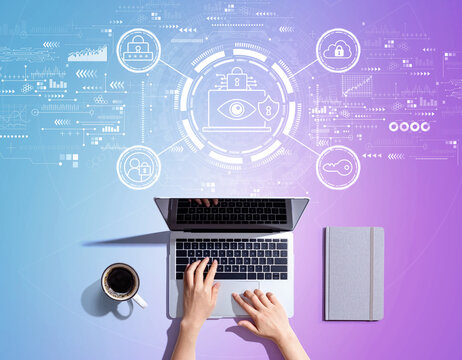 Data Privacy concept with person using a laptop computer