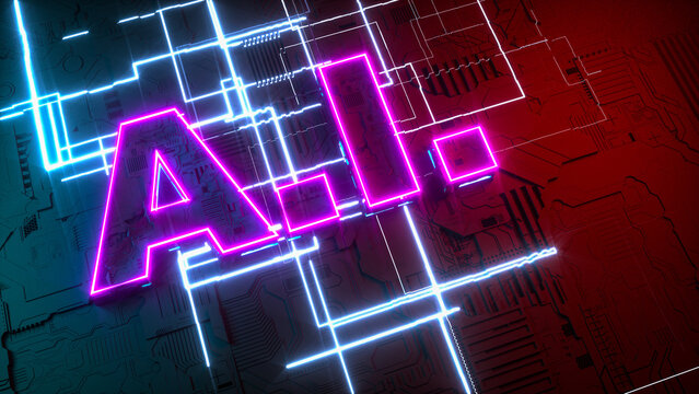 a futuristic technology background with a.i. for artificial intelligence (3d rendering)