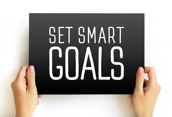 Set Smart Goals text on card, concept background