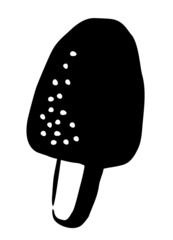 Ice Cream in a waffel cone drawing hand painted with ink brush