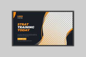 Fitness Gym Web Banner or Social Media Cover or Youtube Thumbnail Template Design