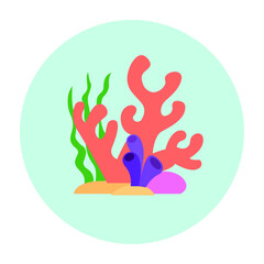 Round button coral reef vector