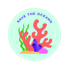 Round button coral reef vector