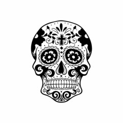 Skull vector illustration day of the dead theme.