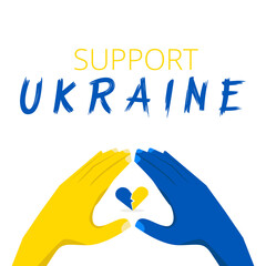 Support Ukraine vector template with Hand and love Sign