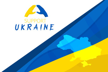 Background design For support Ukraine with map and flag