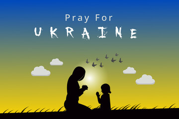 Pray for Ukraine vector background design For russia-ukraine Conflict