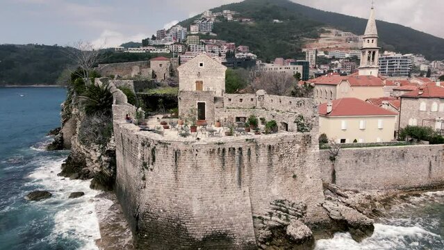 Citadela Fortress in Budva, Montenegro by Drone