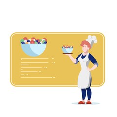 girl cook prepared cheese salad