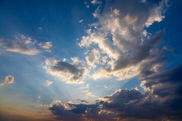 Colorful sunset sky clouds in the evening. sky background